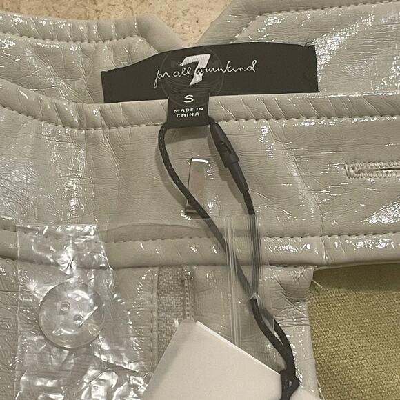 7 For All Mankind Faux Patent Leather Pants | S, Ivory, Wide Leg, NWT, MSRP $258 - Picture 3 of 7